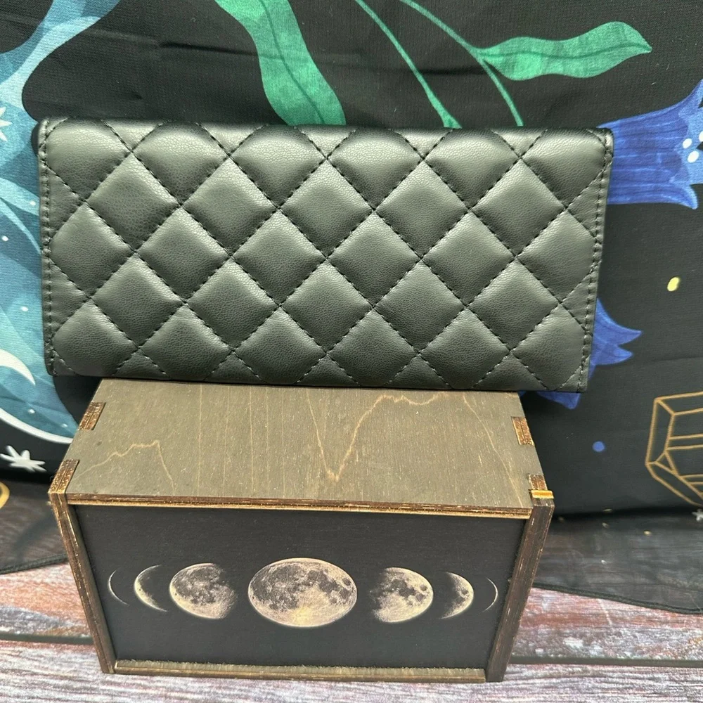 BADGLEY MISCHKA | Black Quilted Long Card Holder Wallet NWT